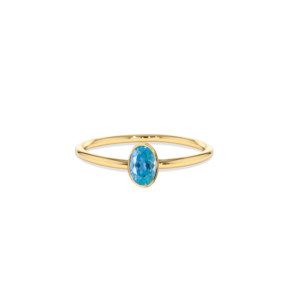 14K Gold Aquamarine Bezel Ring