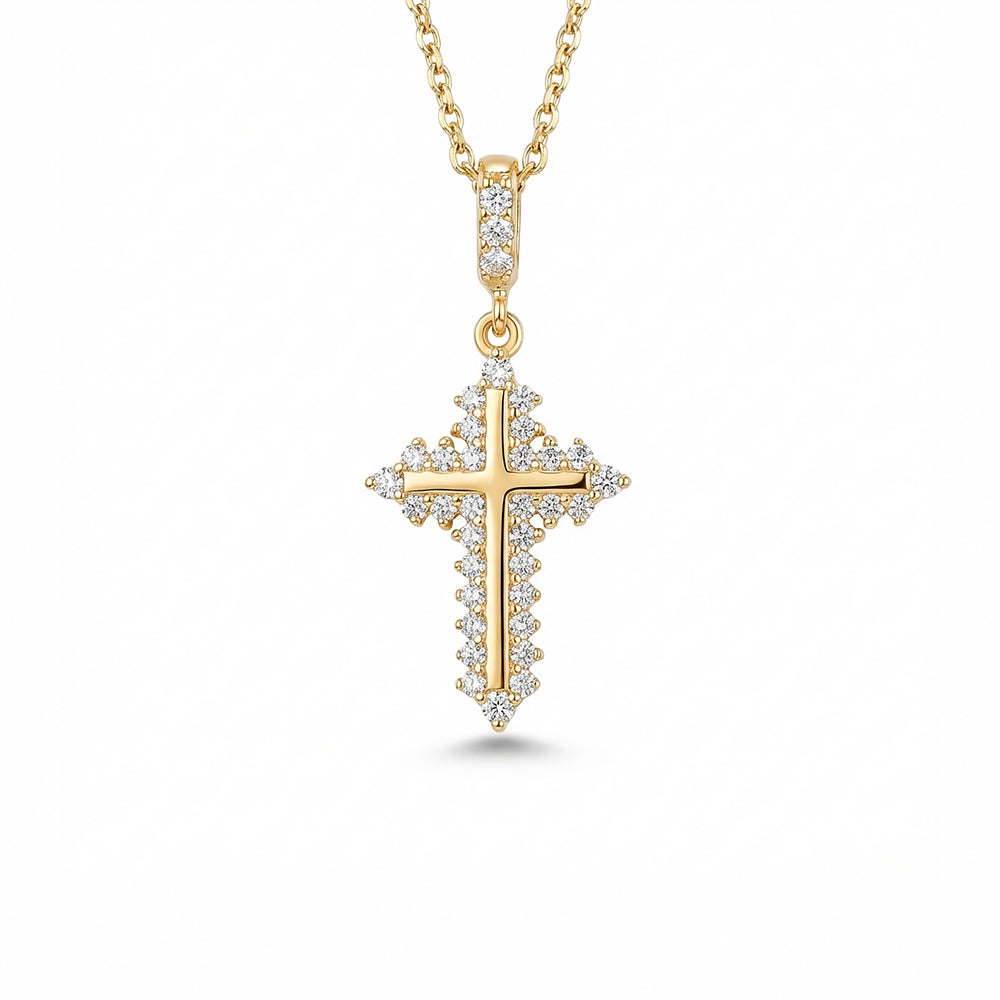 14K Gold Religious Cross Necklace