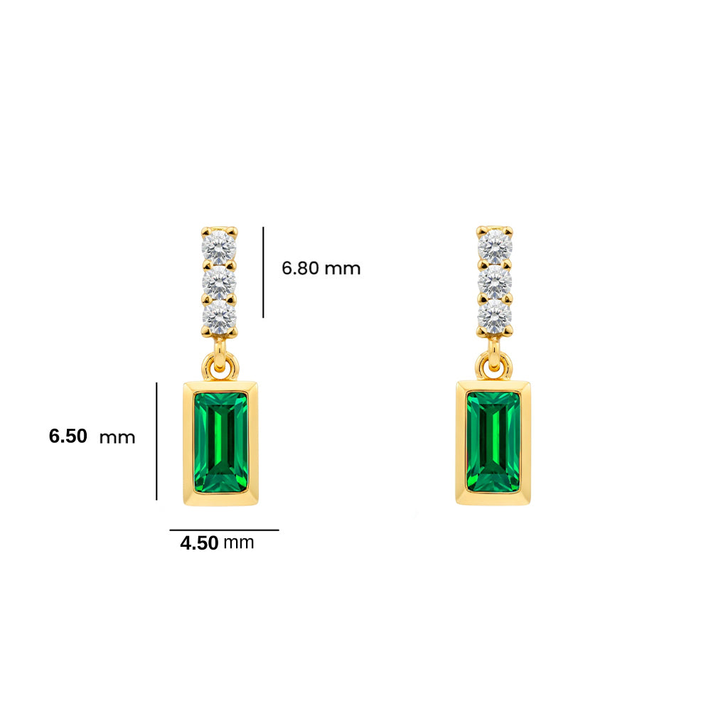 14K Gold Emerald Baguette Earrings