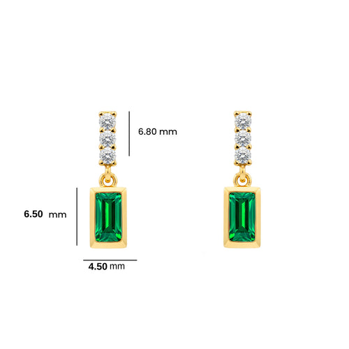 14K Gold Emerald Baguette Earrings