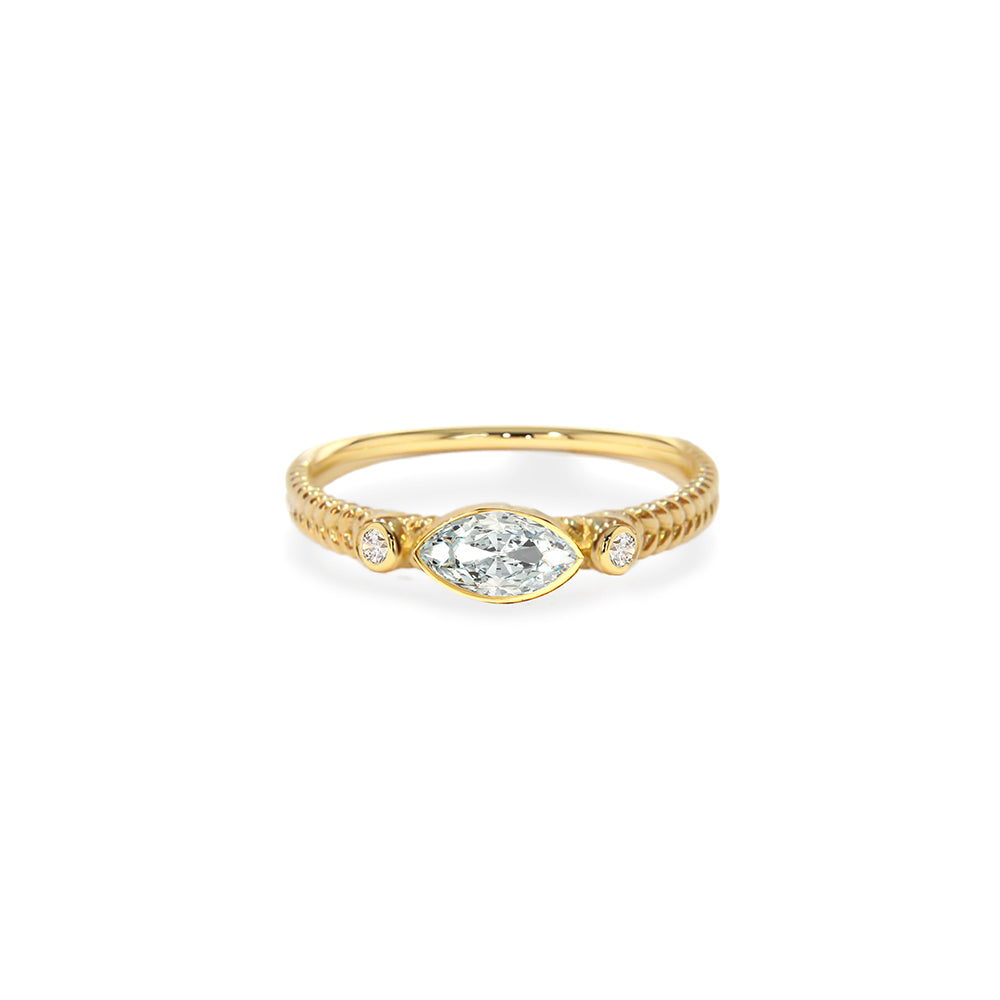14K Gold White Sapphire Ring