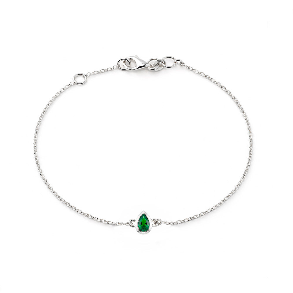 14K Gold Emerald Bracelet, Birthday Gift