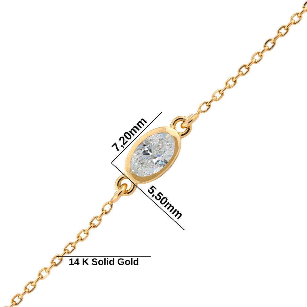14K Gold Oval White Sapphire Bracelet