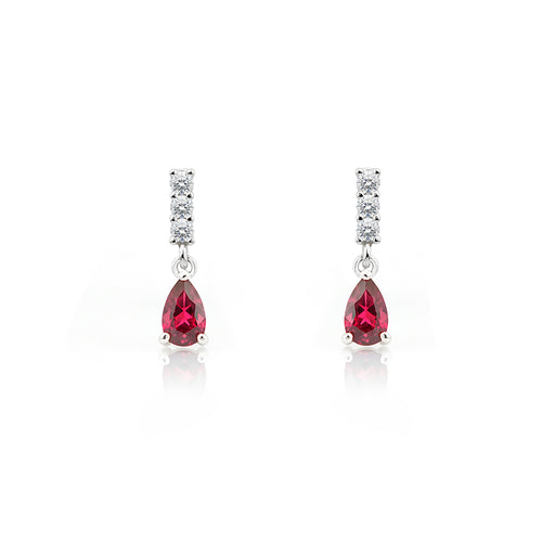 14K Gold Ruby Drop Earrings