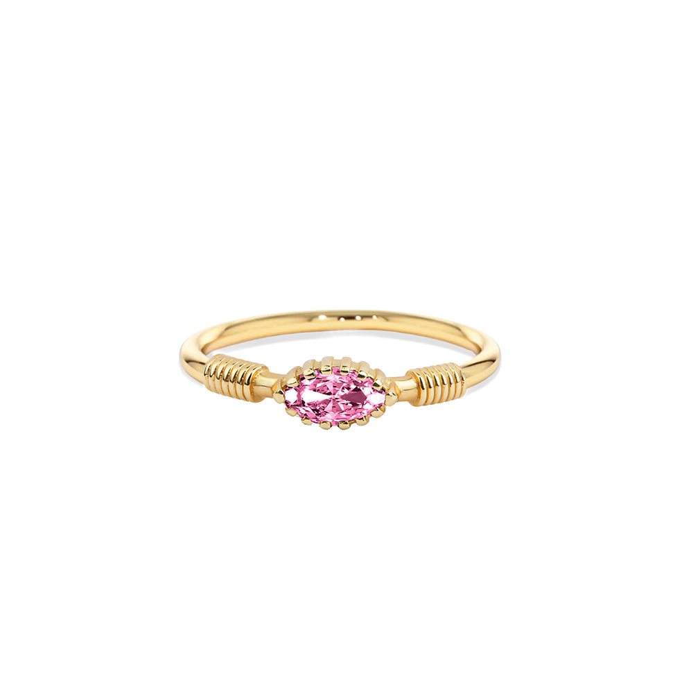 14K Solid Gold Pink Sapphire Ring / Marquise Gemstone Jewelry