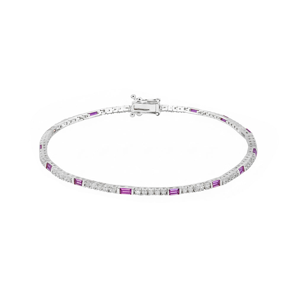 Natural Amethyst Diamond Tennis Bracelet