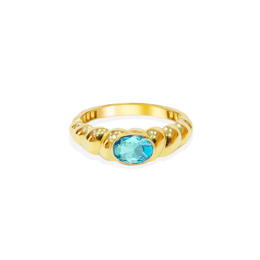 14K Gold Natural Aquamarine Bubble Ring