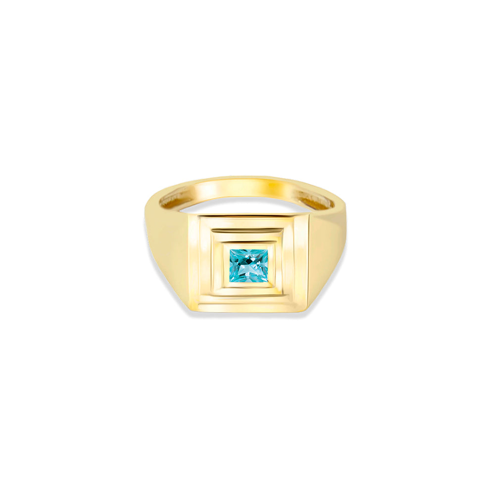 14K Gold Aquamarine Statement Ring / Anniversary Gift