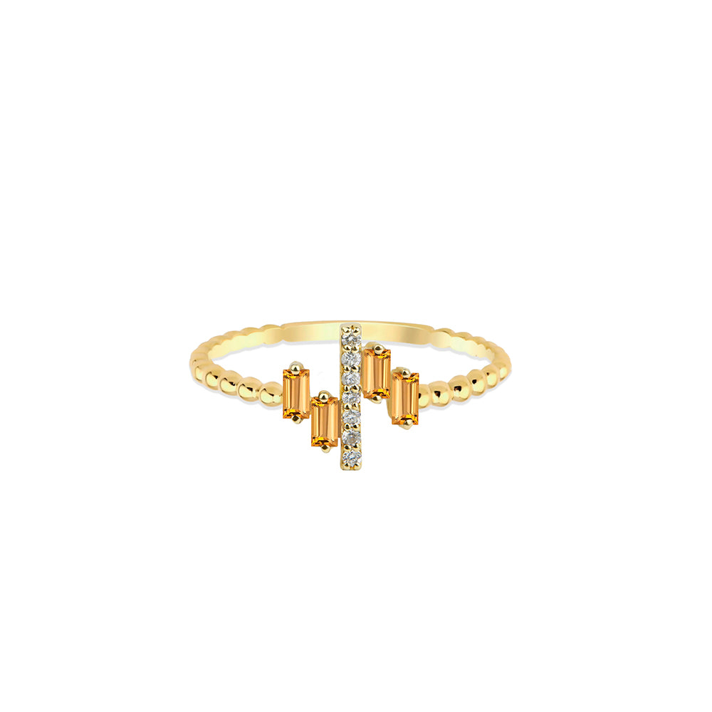 14K Gold Citrine Baguette Ring / Jewelry for Women