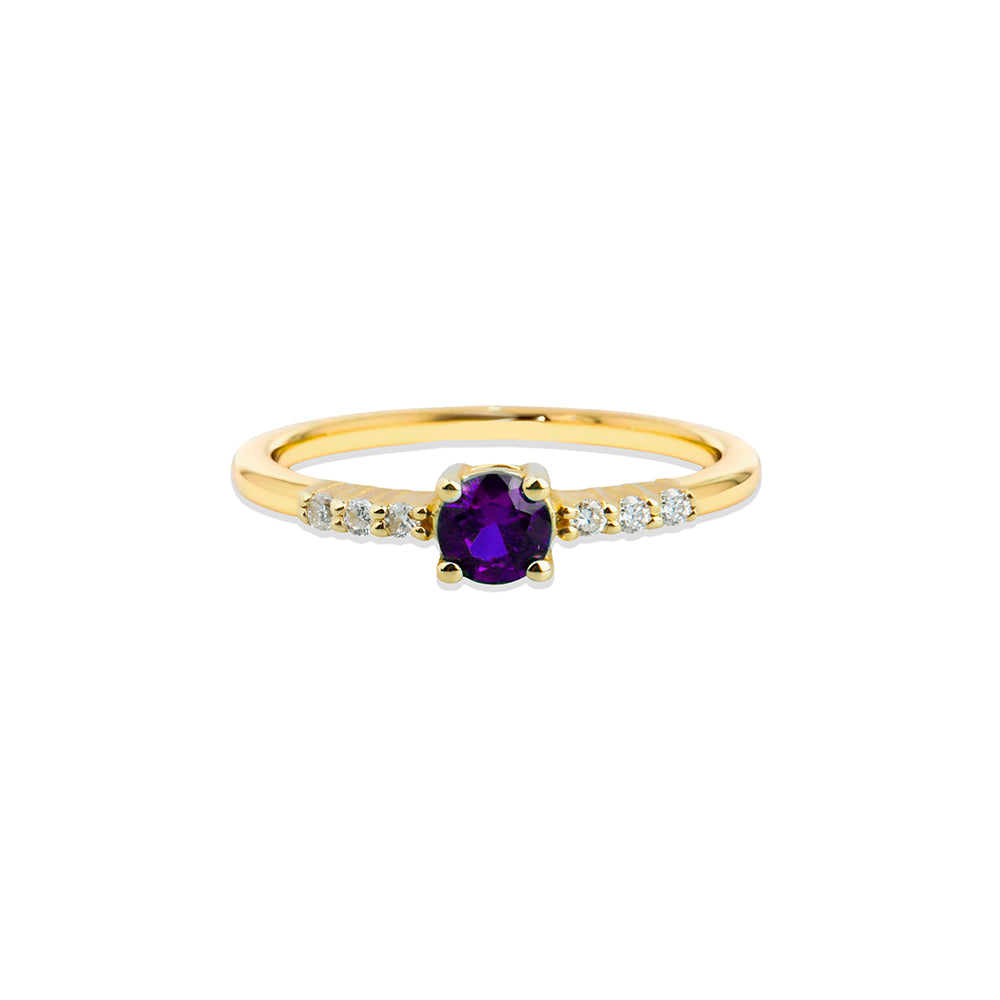 14K Gold Amethyst Promise Ring