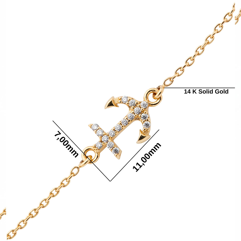 14K Gold Anchor Bracelet