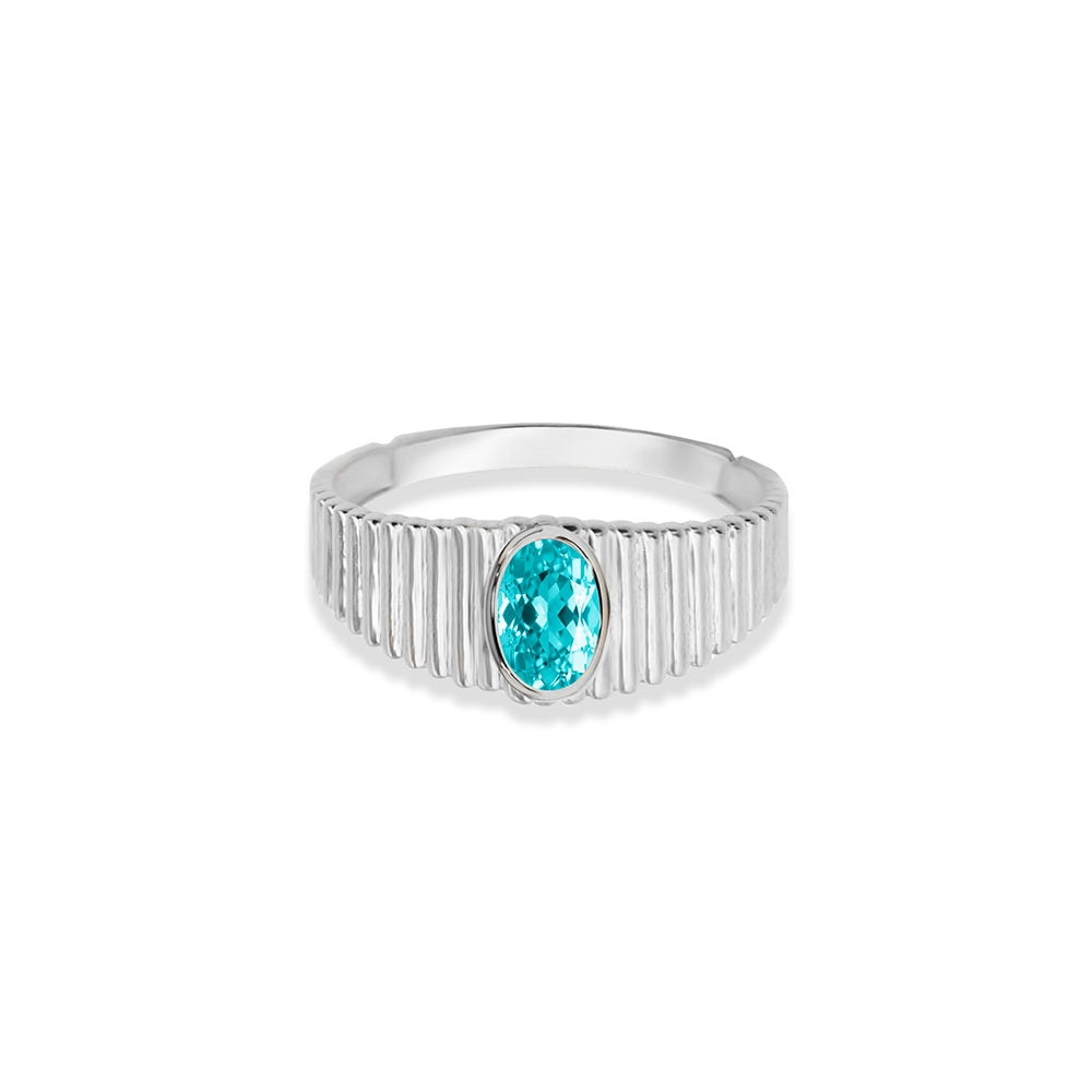 14K Gold Aquamarine Oval Cut Ring
