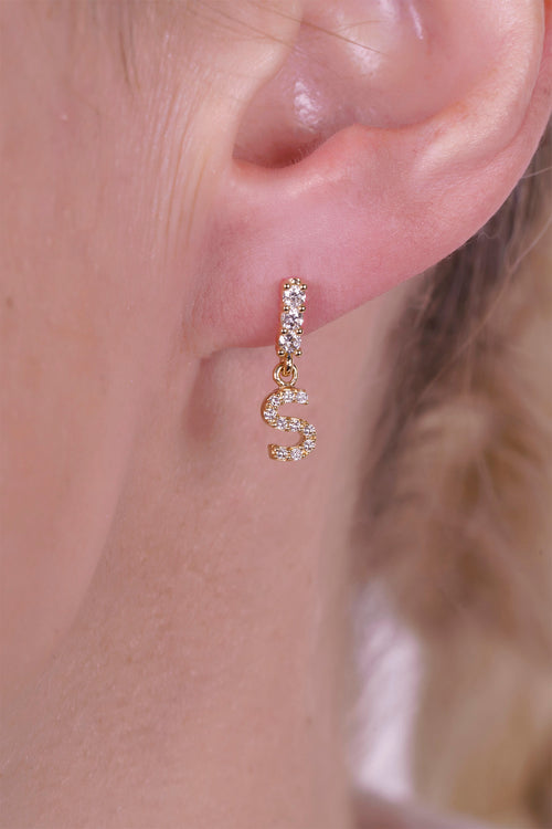 Diamond Initial S Drop Earring