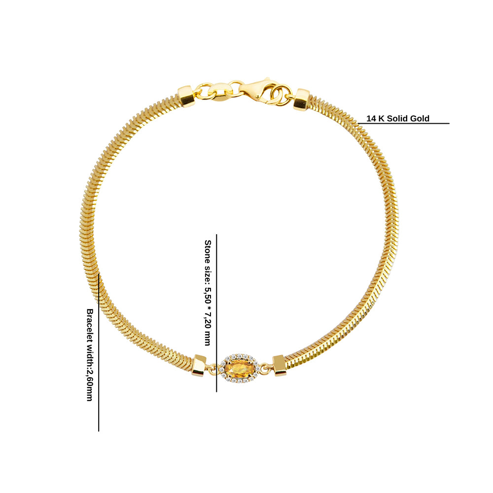 Natural Citrine Diamond Bracelet / Oval Bracelet