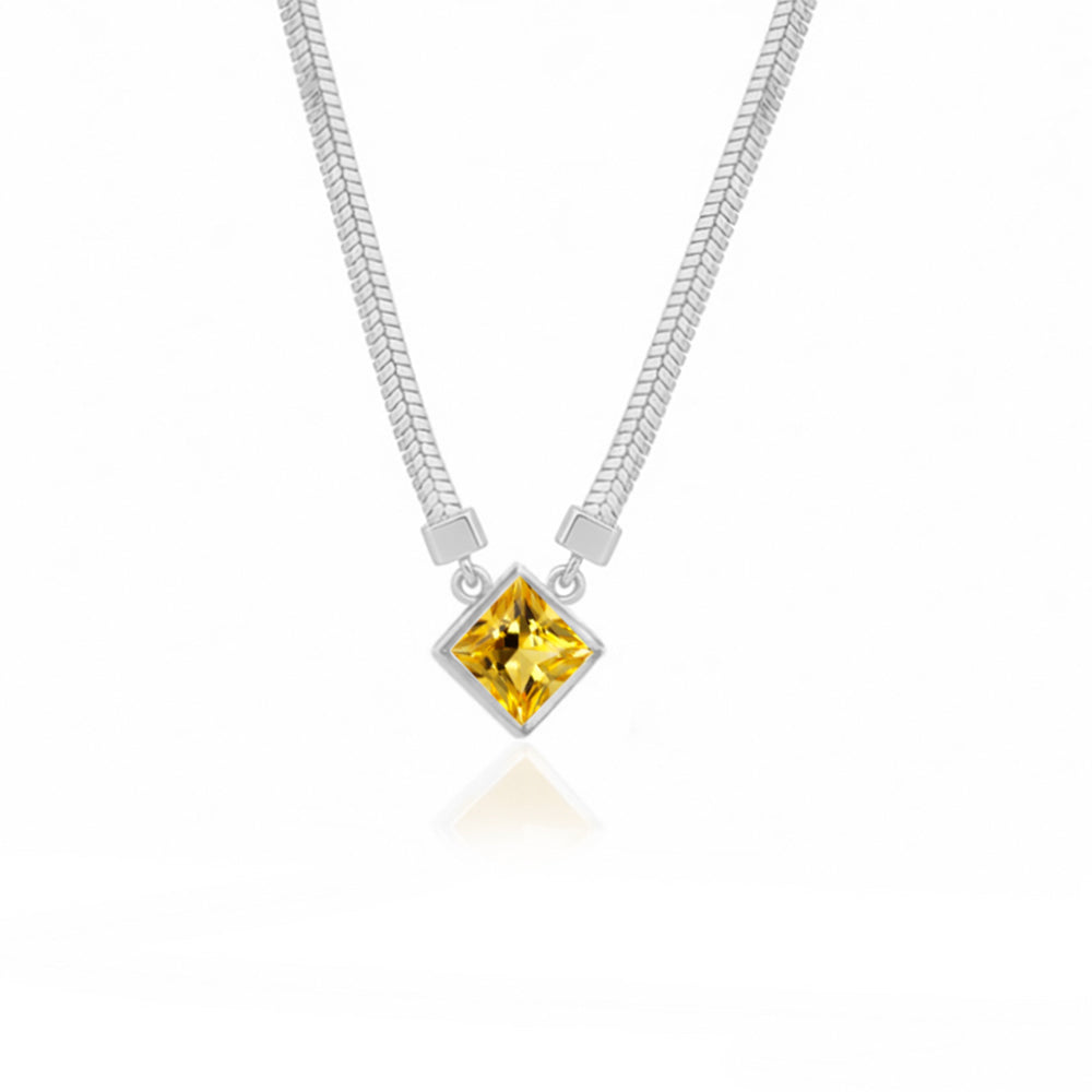 14K Gold Minimalist Citrine Necklace