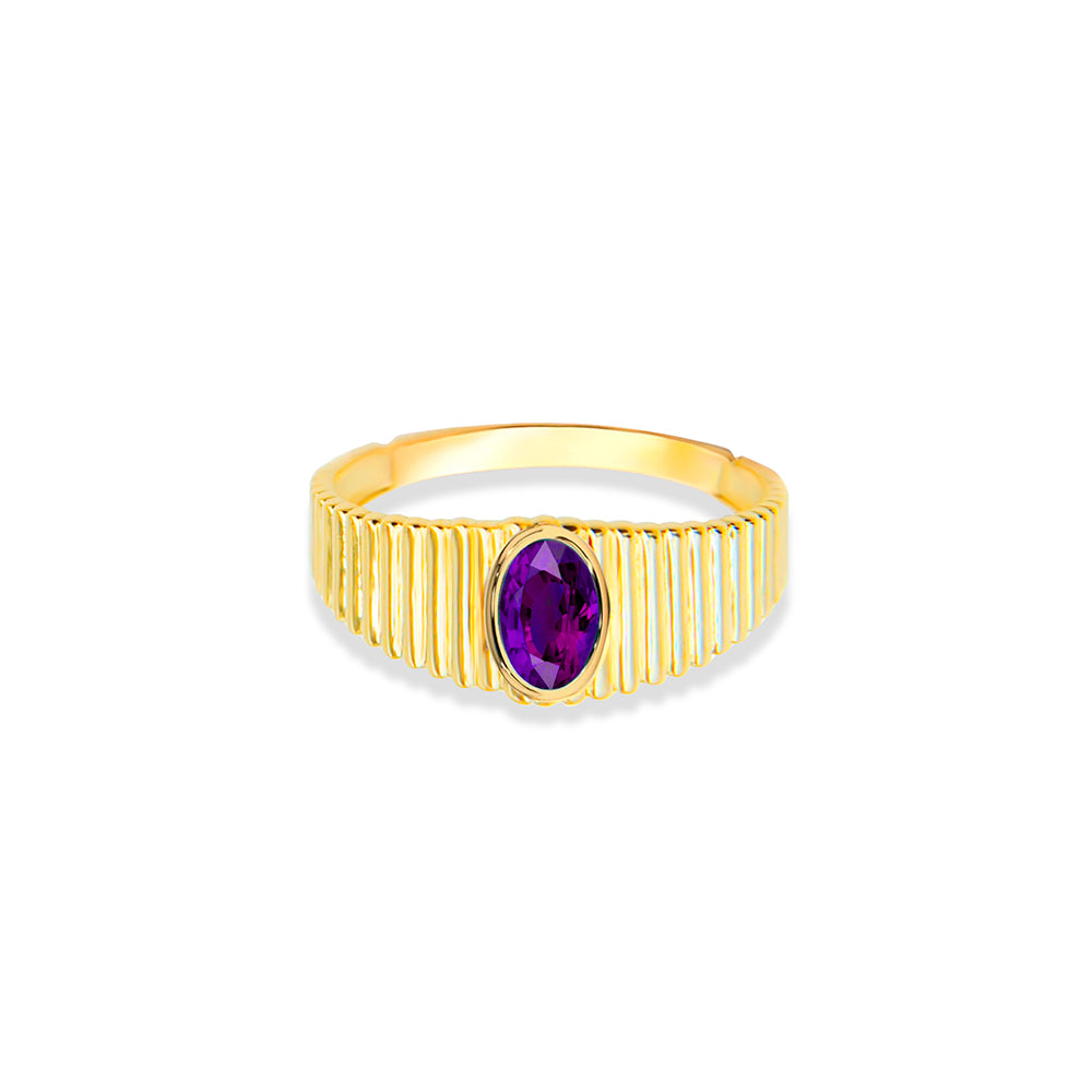 14K Gold Oval Cut Amethyst Ring