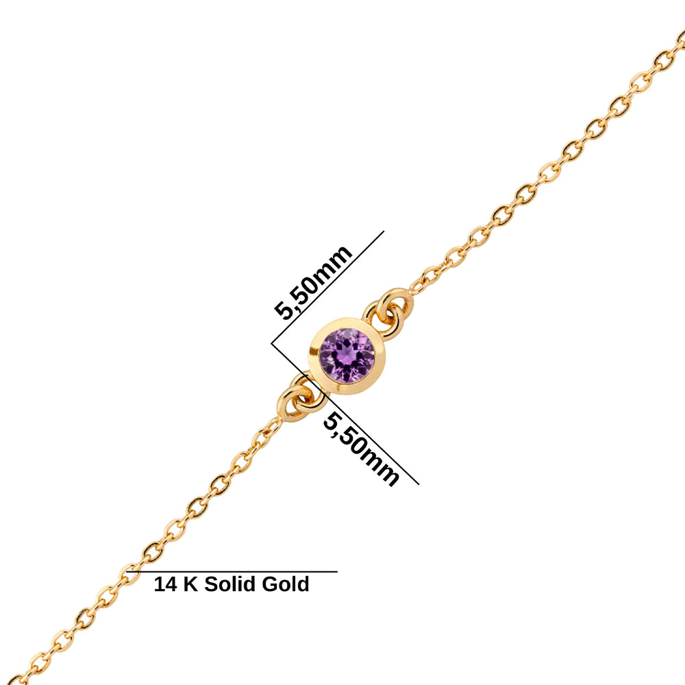 14K Gold Round Amethyst Bracelet