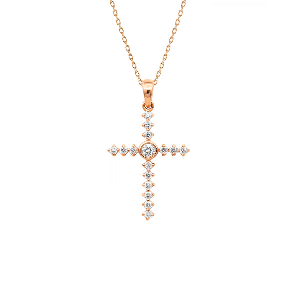 Round Diamond Cross Pendant