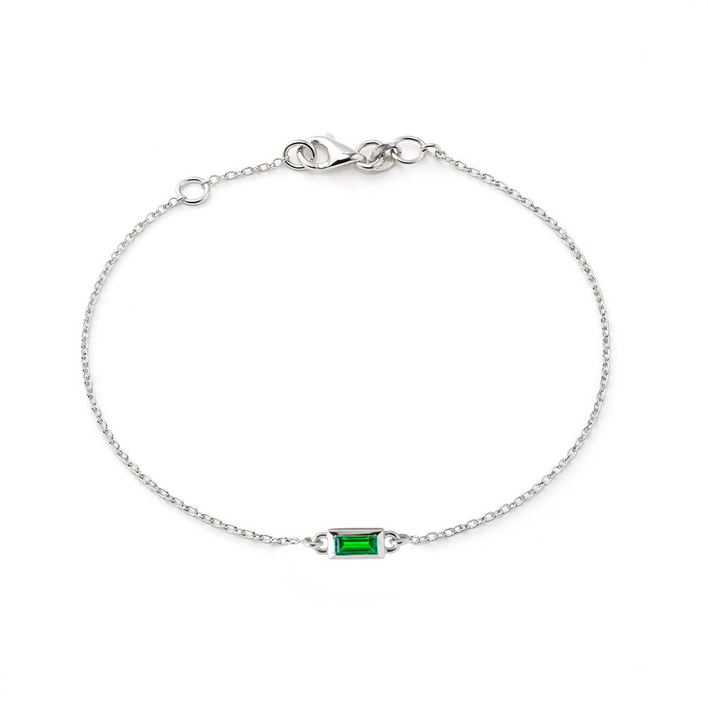 14K Gold Emerald Bracelet, Wedding Bracelet