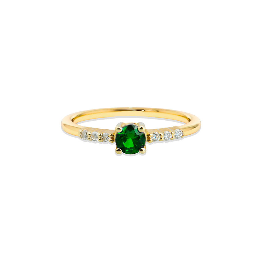 14K Gold Emerald Diamond Ring / Birthday Gift