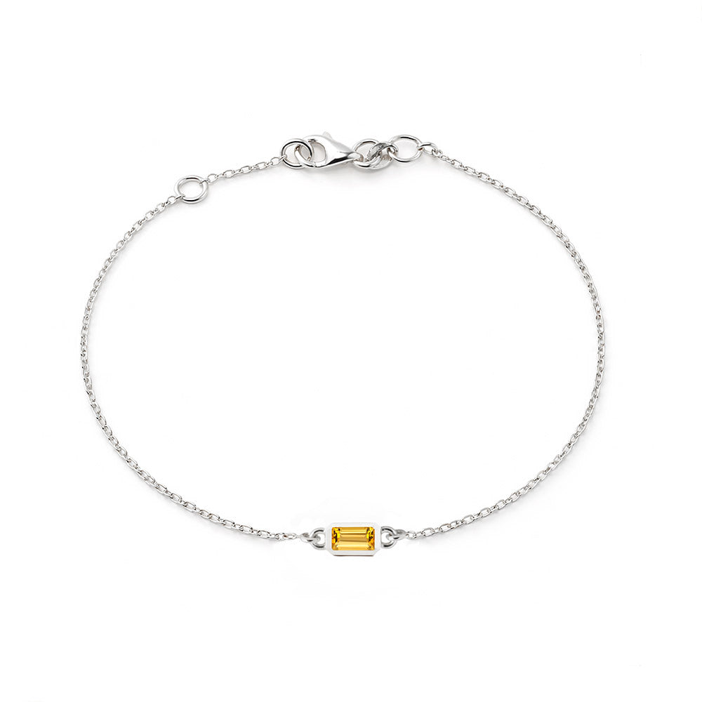 Natural Citrine Gold Bracelet, Handmade Baguette Bracelet