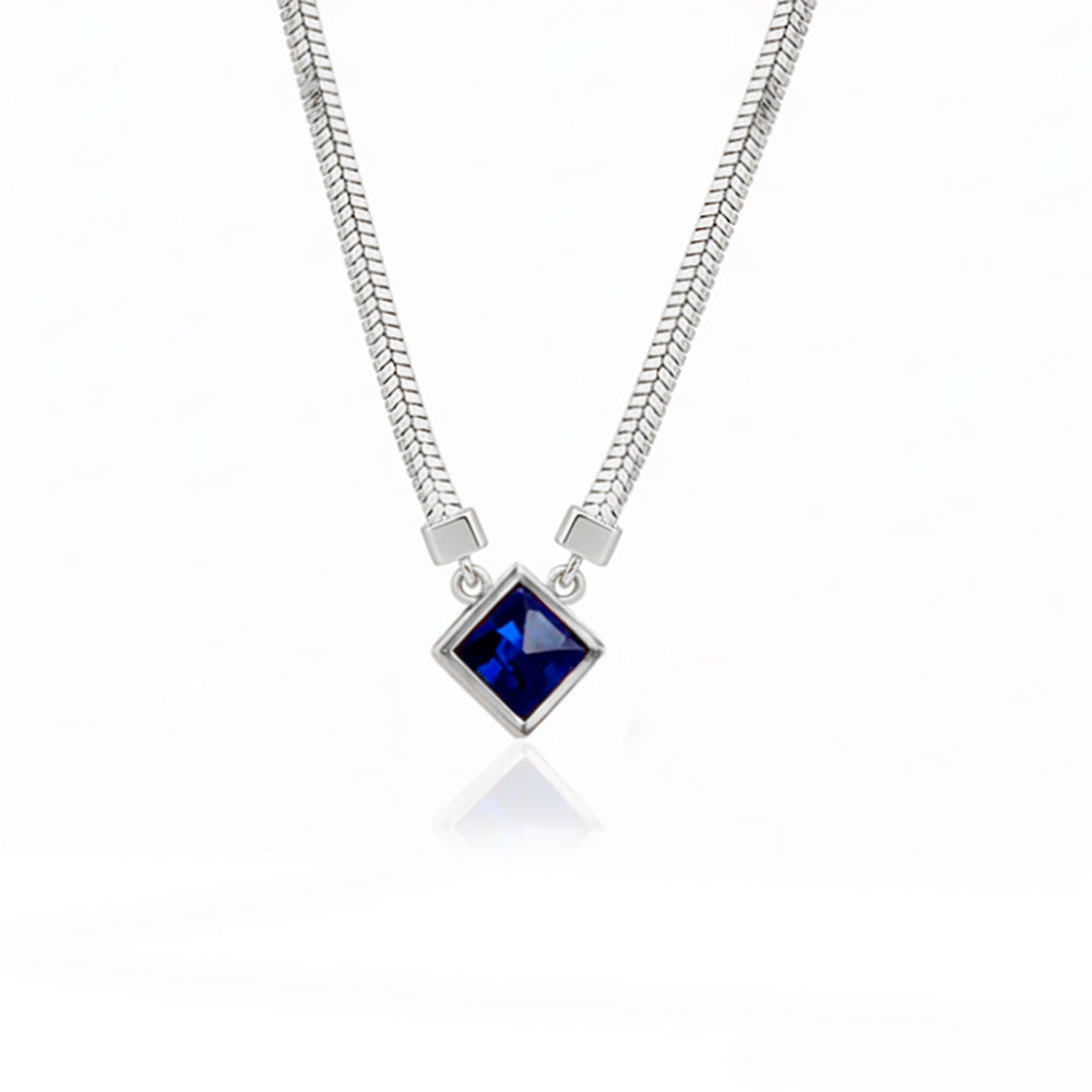 14K Gold Sapphire Pendant Necklace, Romantic Gift