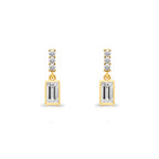 14K Gold White Sapphire Baguette Earrings