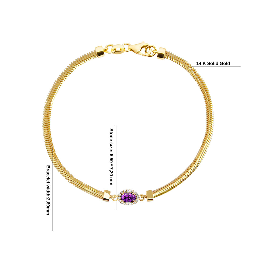 14K Gold Natural Amethyst Bracelet / Wedding Bracelet