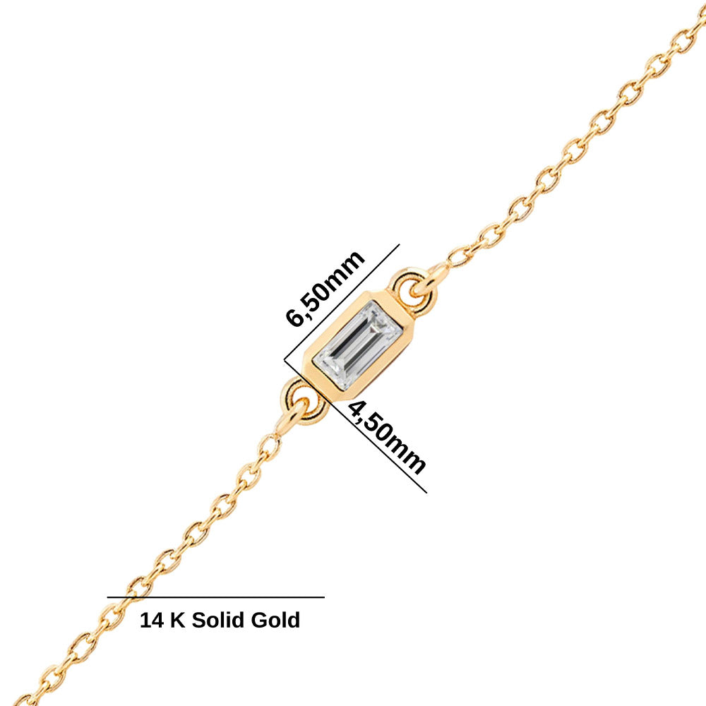 Baguette White Sapphire Chain Bracelet