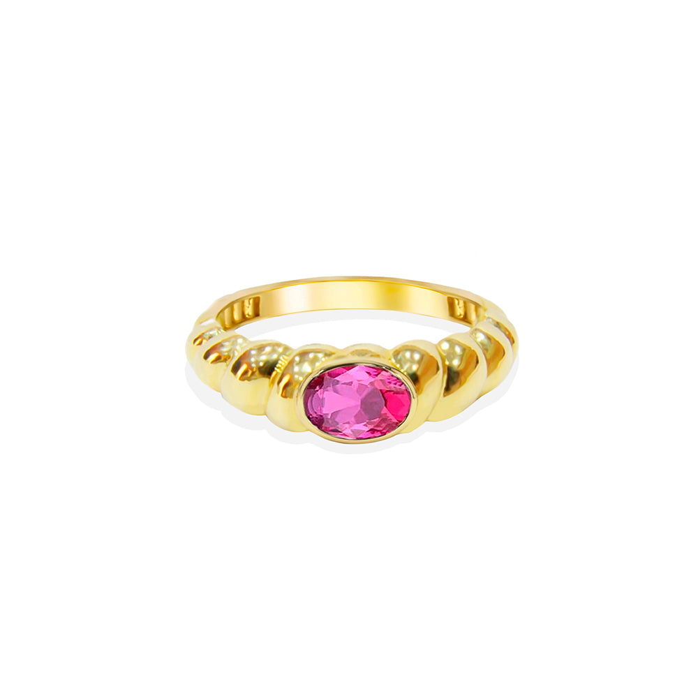 14K Gold Natural Pink Sapphire Bubble Ring
