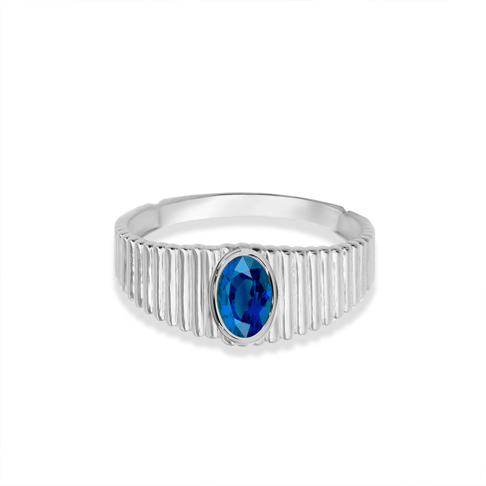 14K Gold Sapphire Oval Cut Ring