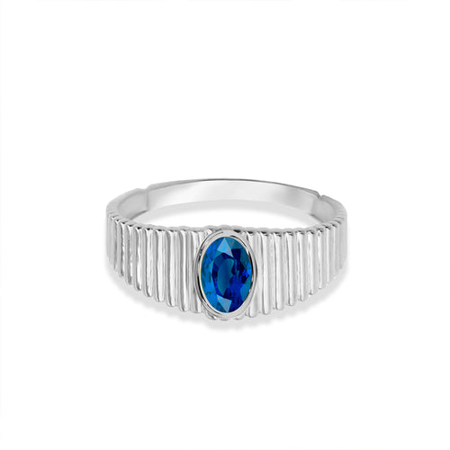 14K Solid Gold Ring with Oval Cut Blue Sapphire
