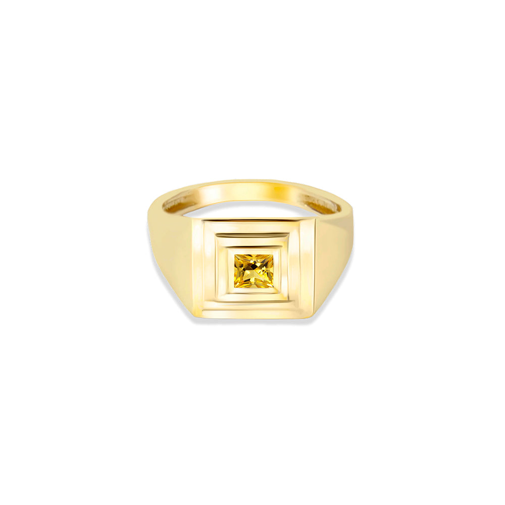 Chunky Gold Citrine Ring