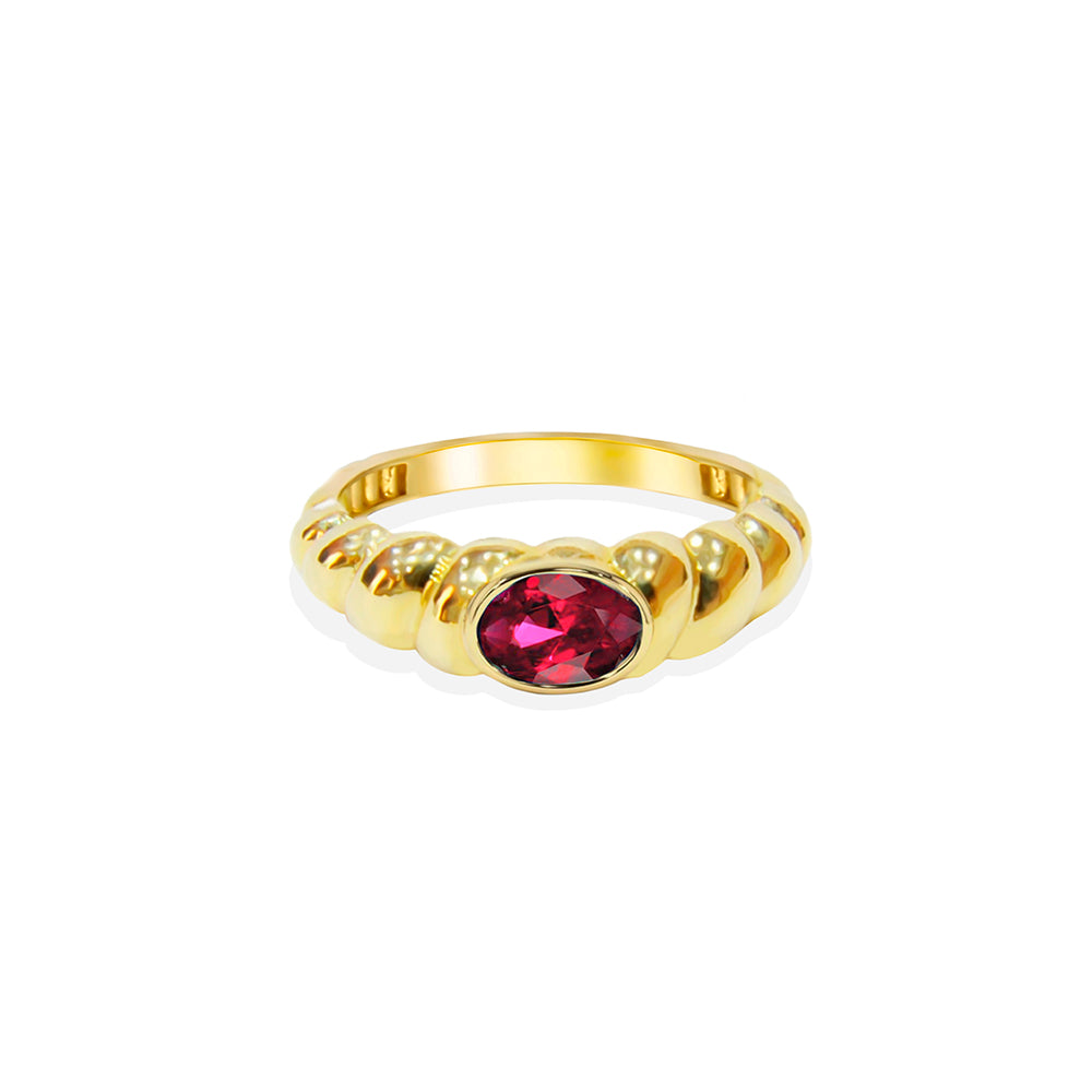 14K Gold Natural Ruby Bubble Ring