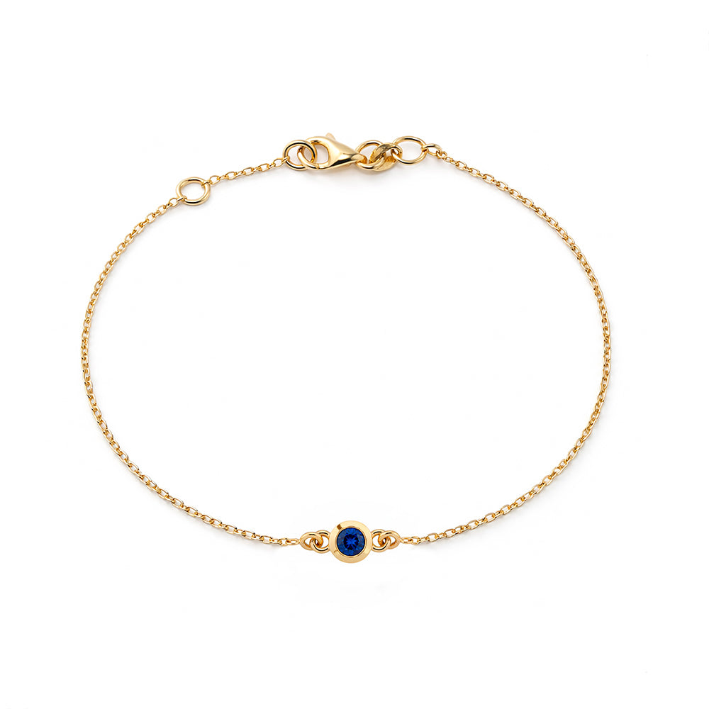 14K Gold Natural Sapphire Bracelet, Promise Bracelet