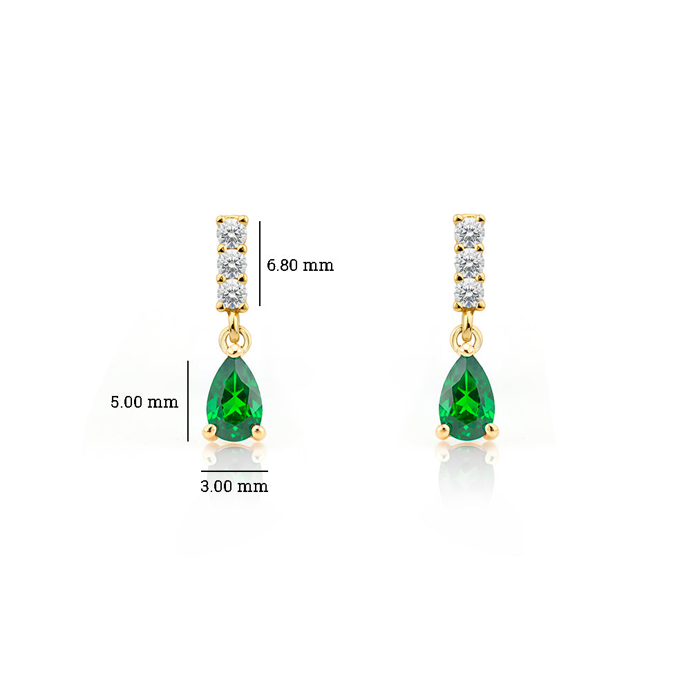 14K Gold Emerald Drop Earrings