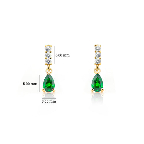 14K Gold Emerald Drop Earrings