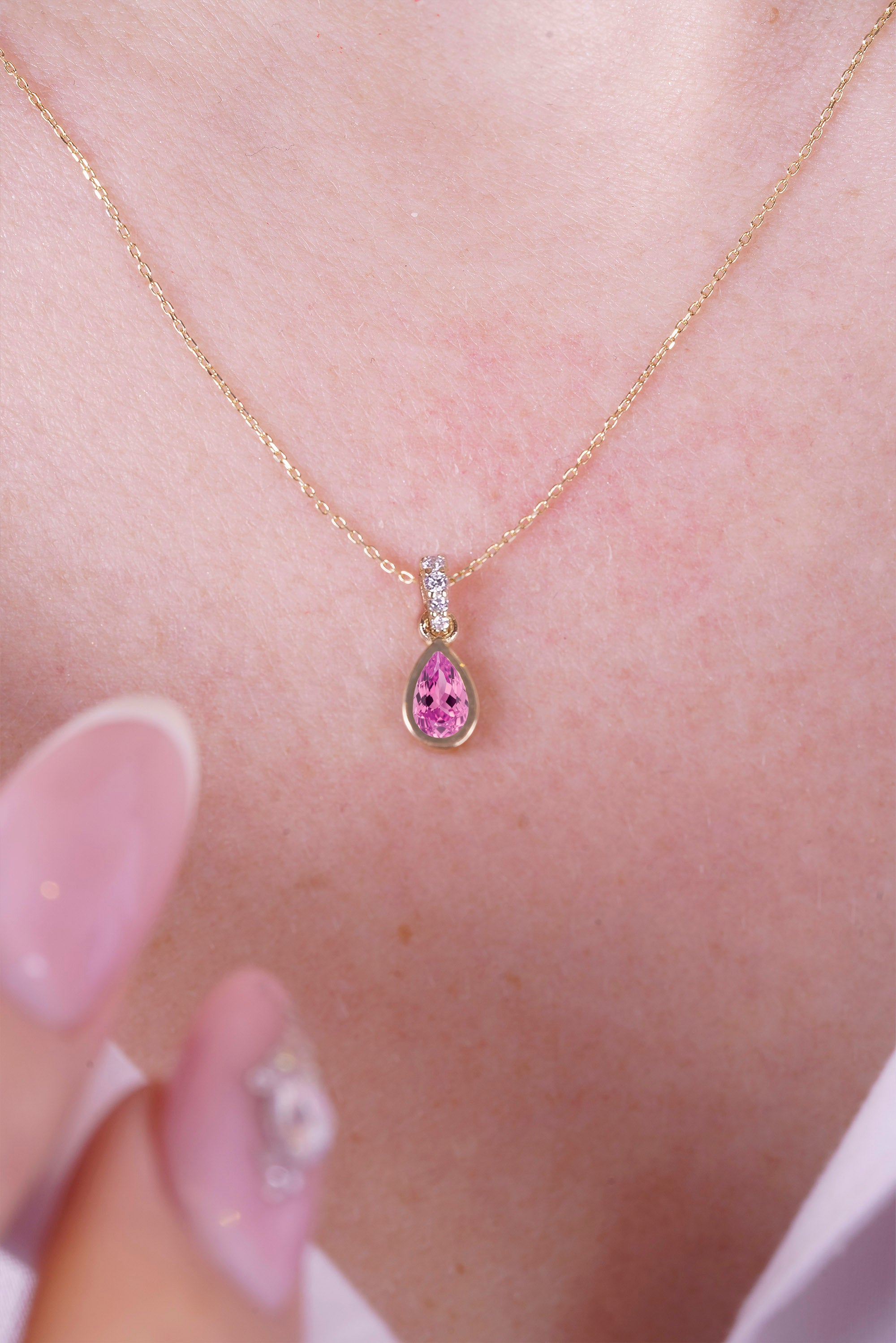 14K Gold Pear Drop Necklace, Romantic Gift for Women