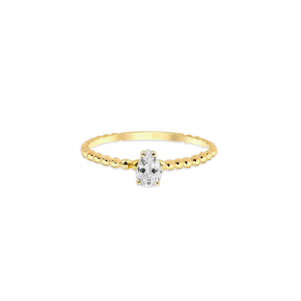 White Sapphire Teardrop Bridal Ring