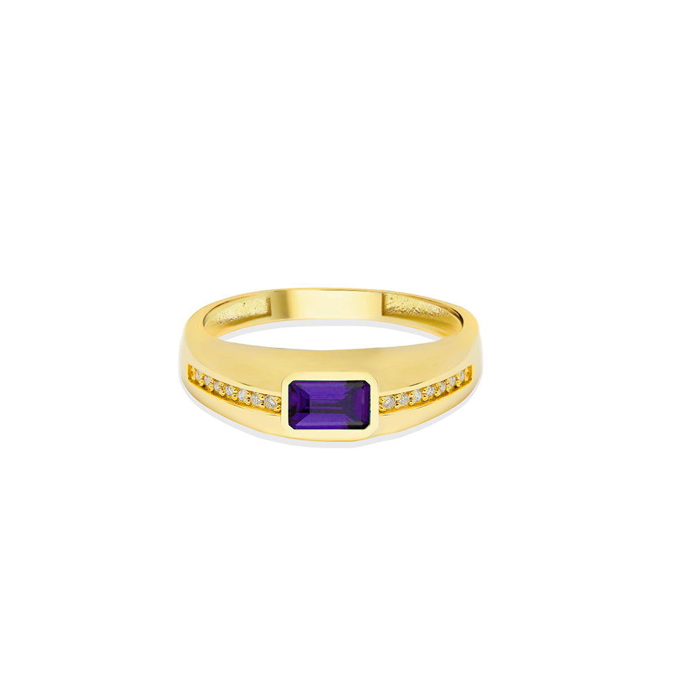 14K Gold Amethyst Signet Ring