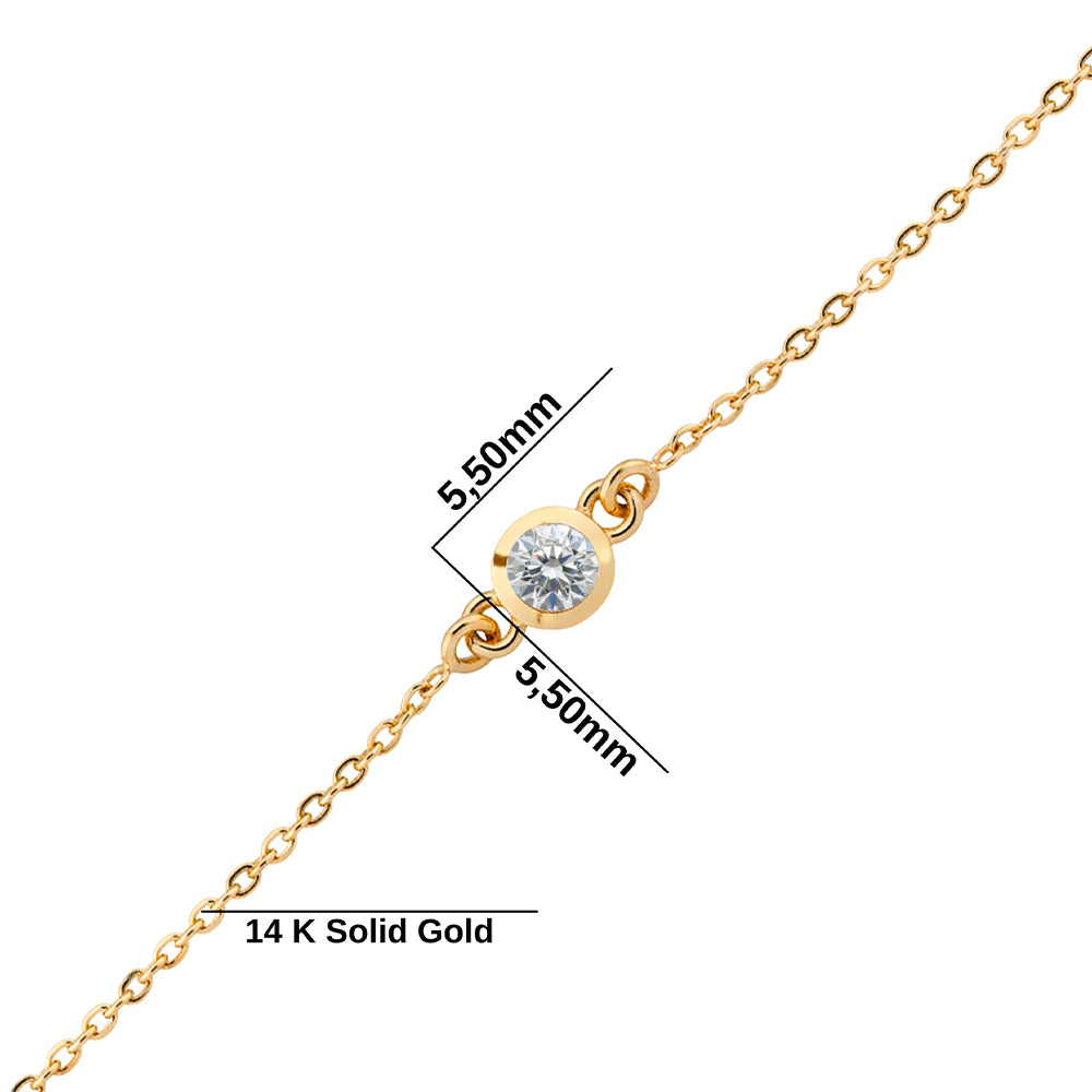 14K Gold Round White Sapphire Bracelet, Wedding Bracelet