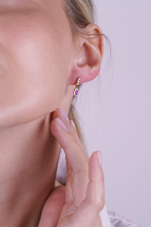 Oval Amethyst Earrings