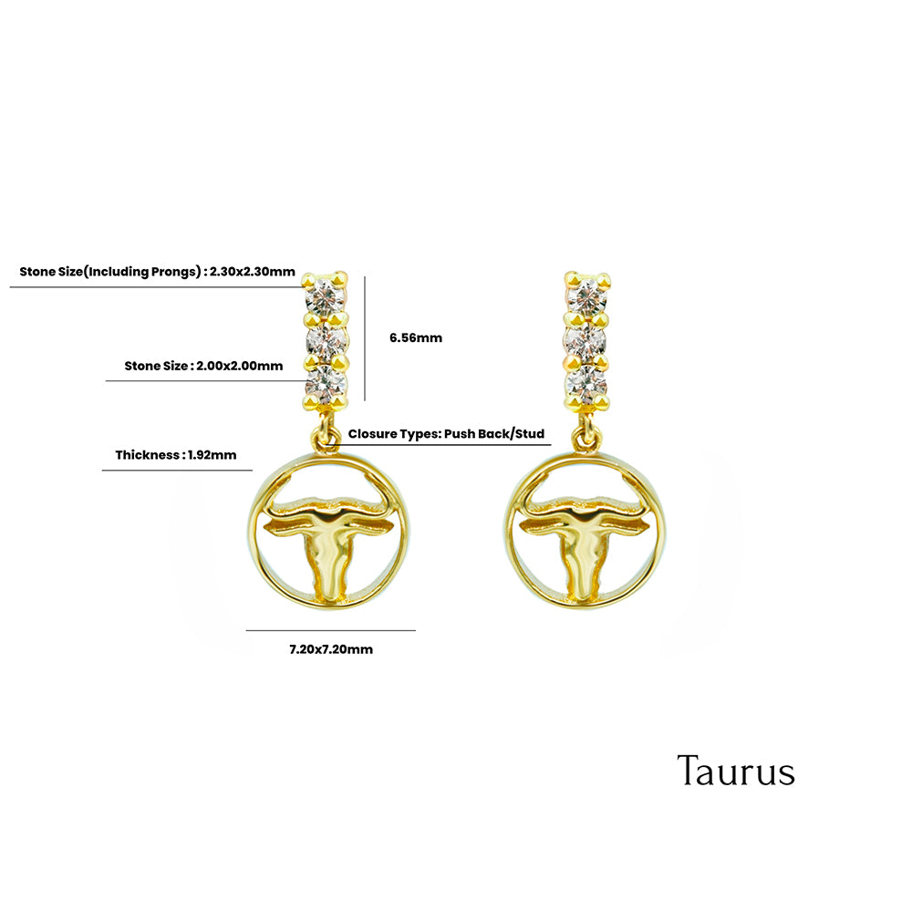 14K Gold Diamond Taurus Earrings