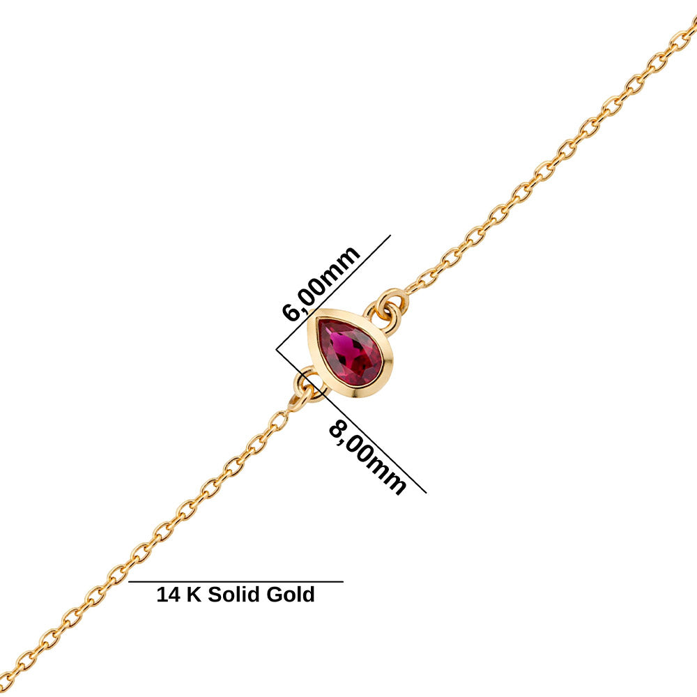 Bezel Set Ruby Bracelet, Anniversary Necklace