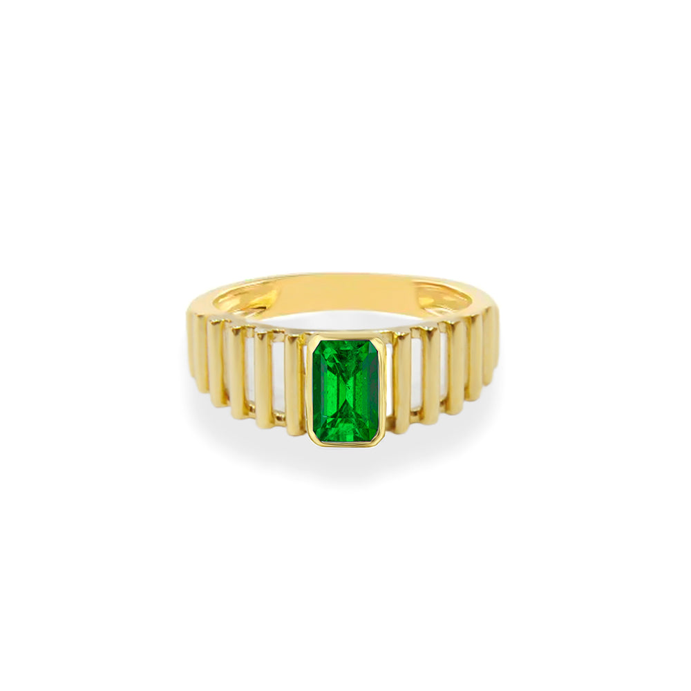 14K Gold Emerald Statement Ring
