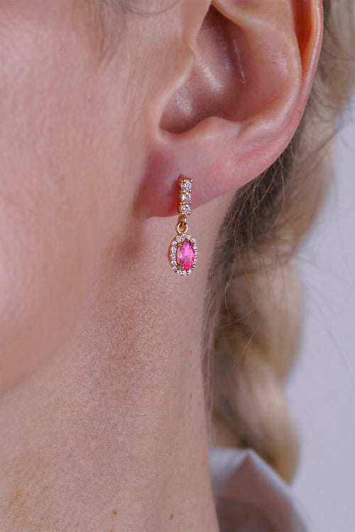 14K Gold Pink Sapphire Oval Earrings