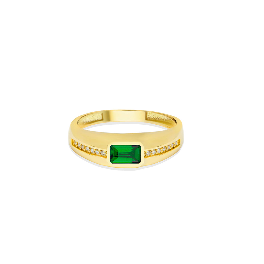 14K Gold Emerald Signet Ring