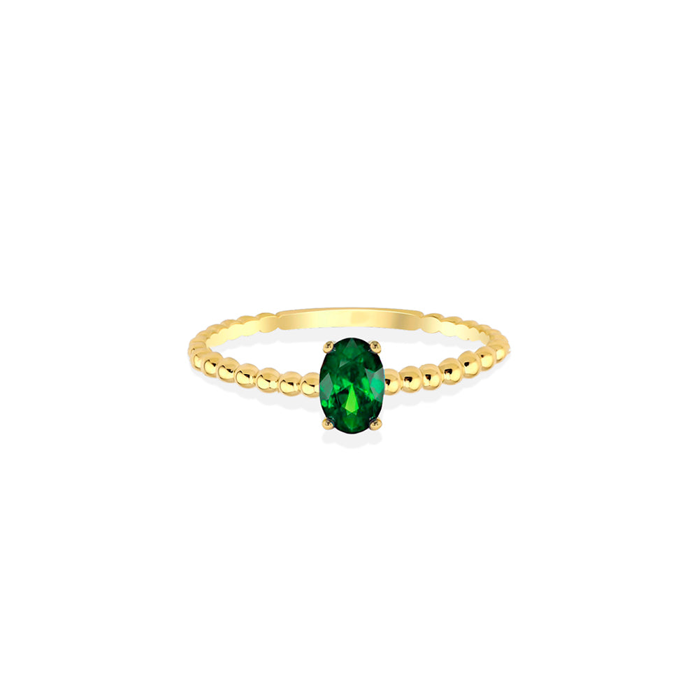 14K Gold Oval Emerald Ring / Romantic Gift