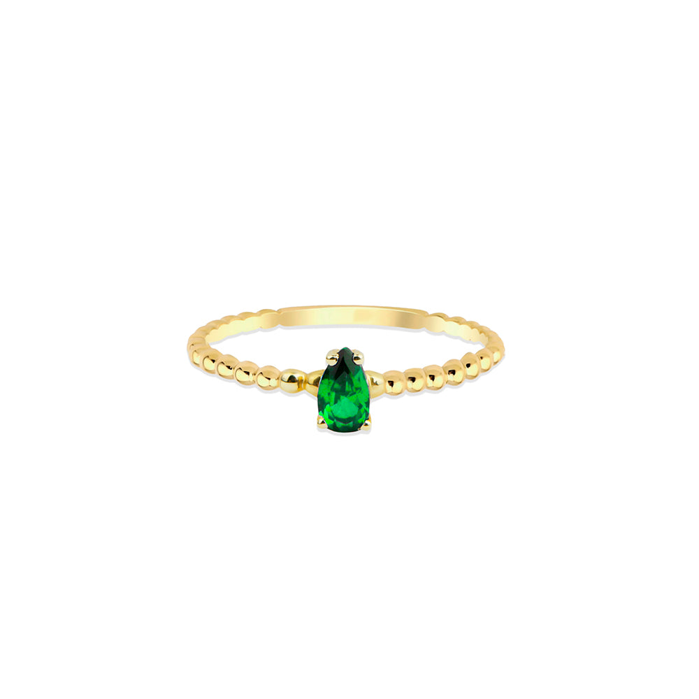 14K Gold Emerald Teardrop Ring / Gift for Daughter