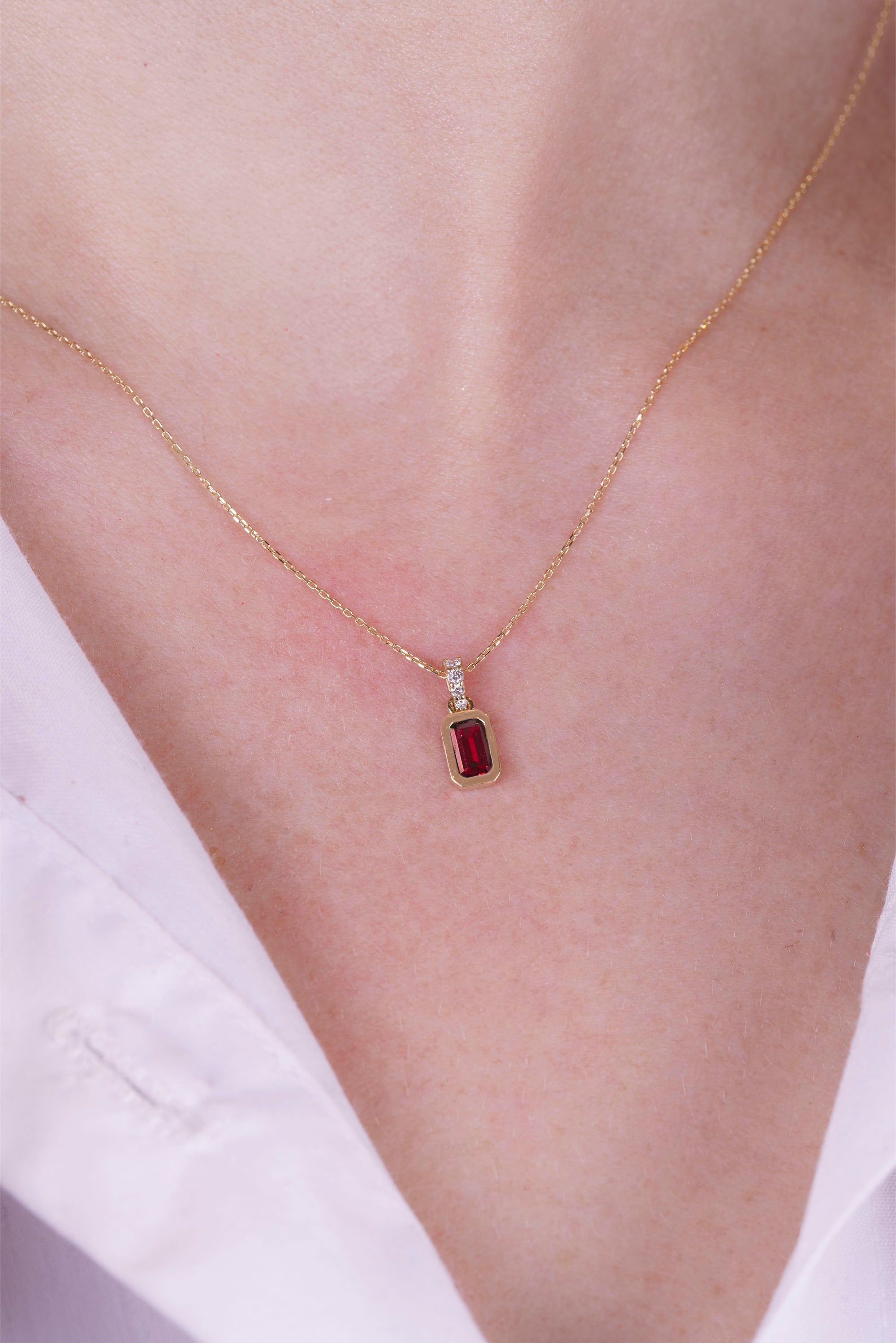 14K Gold Natural Ruby Necklace